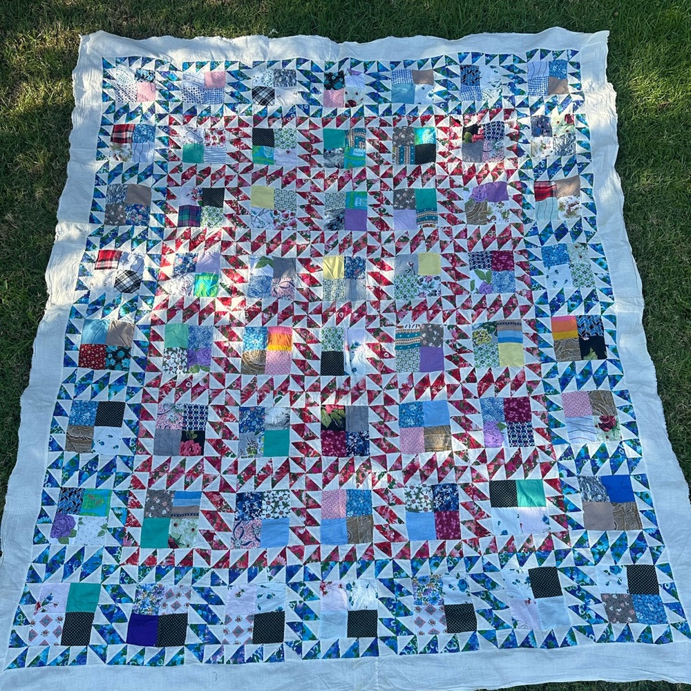 Colorful vintage Patchwork Quilt top